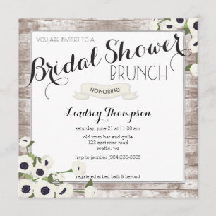 Invitation Fleurs rustiques Fête des mariées Brunch Invitatio
