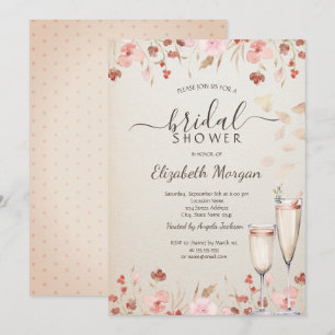 Invitation Fleurs sauvages à l'aquarelle Pétale Prosecco