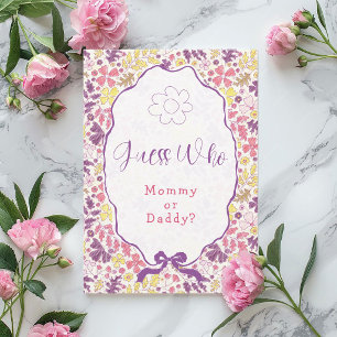 Invitation Fleurs sauvages à nœud rose violet Baby Shower