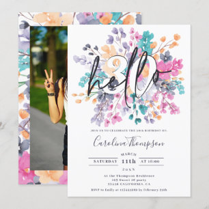 Invitation Fleurs sauvages aquarelle florale chic photo bonjo