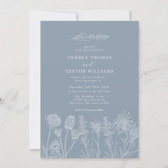 Invitation Fleurs sauvages blanches | Boho Chic Mariage (Devant)