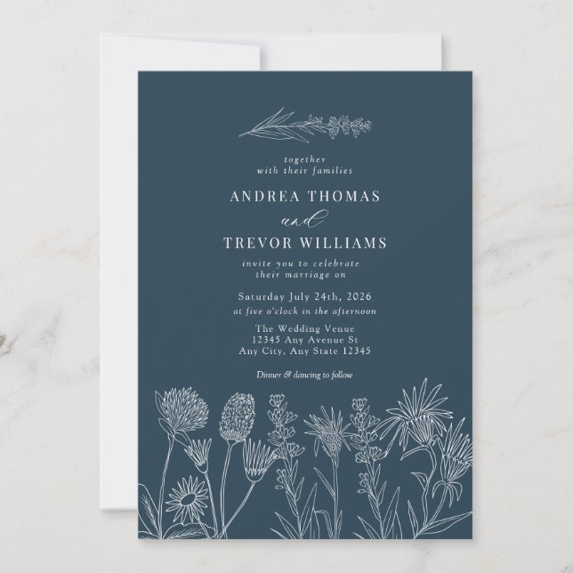 Invitation Fleurs sauvages blanches | Boho Chic Mariage (Devant)