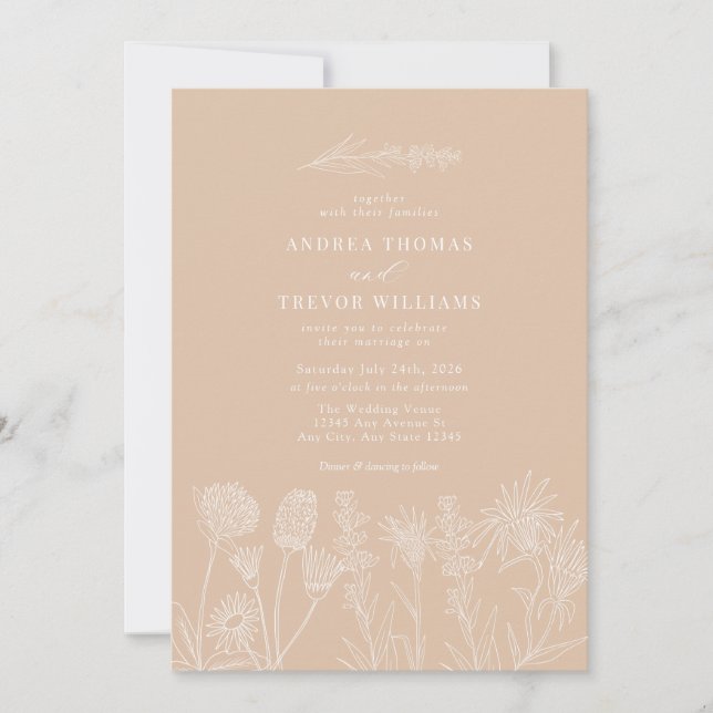 Invitation Fleurs sauvages blanches | Boho Chic Mariage (Devant)