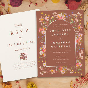 Invitation Fleurs sauvages Bohème Chic Arche Terracotta Maria