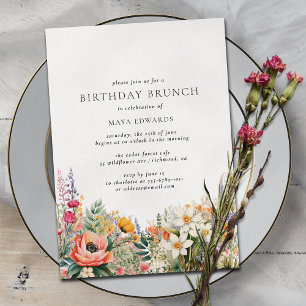 Invitation Fleurs sauvages Boho colorés   Brunch d'anniversai