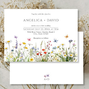 Invitation Fleurs sauvages Boho et Mariage de papillons