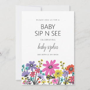 Invitation Fleurs sauvages Boho Moderne Sip Baby Sip Et Voir