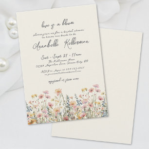 Invitation Fleurs Sauvages Botaniques d'Automne pour une Baby