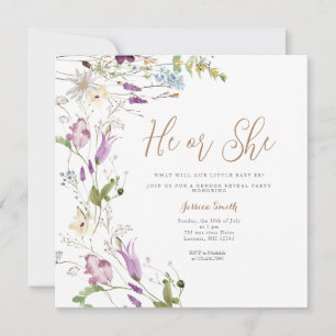 Invitation Fleurs sauvages colorés Révéler son ou elle