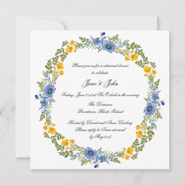 Invitation Fleurs sauvages dans les couleurs primaires Invita (Devant)