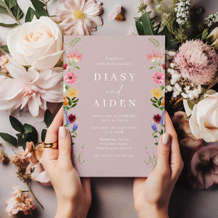 Invitation Fleurs sauvages d'aquarelle et Mariage