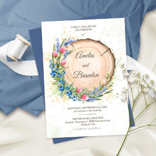 Invitation Fleurs sauvages d'aquarelle et Mariage rustique de