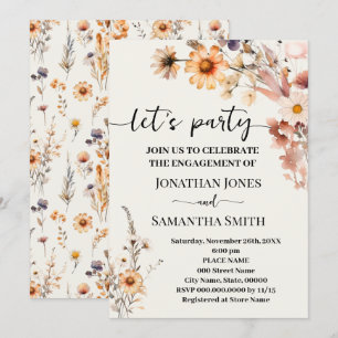 Invitation Fleurs sauvages d'automne Lets Party Boho Fiançail