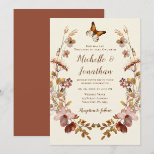 Invitation Fleurs sauvages de la Terre couronne Mariage chrét