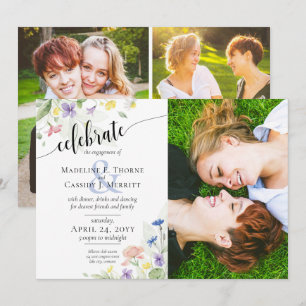 Invitation Fleurs sauvages de l'aquarelle de la partie d'enga