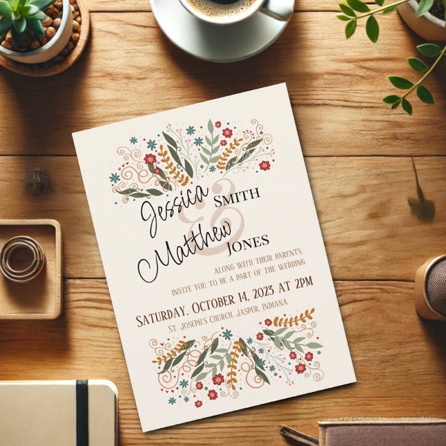 Invitation Fleurs sauvages de mariage Élégance inspirante et  (Créateur téléchargé)