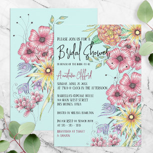 Invitation Fleurs sauvages de printemps dynamiques sur Fête d
