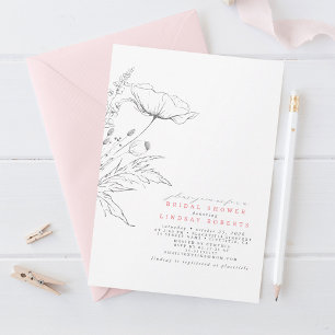Invitation Fleurs sauvages dessinés à la main Élégante Fête d