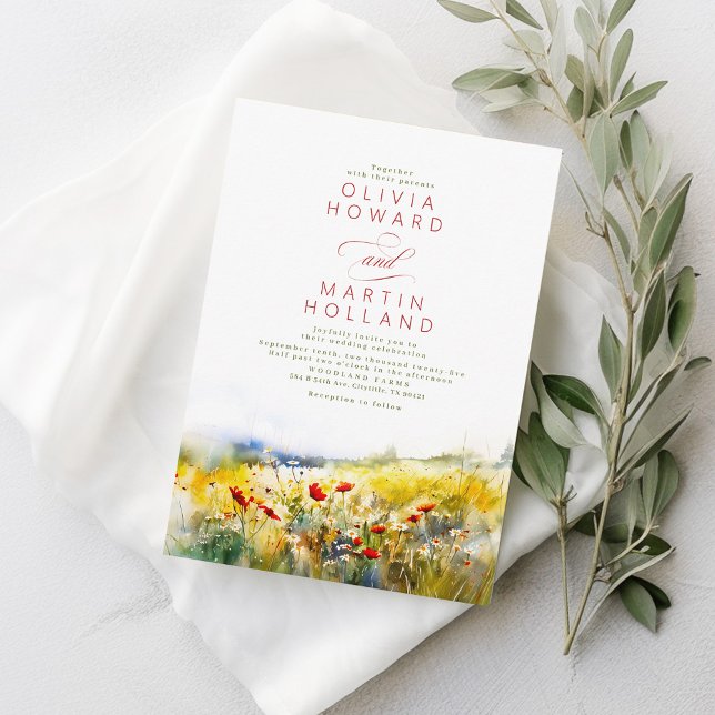 Invitation Fleurs sauvages d'été brillant Boho Mariage (Créateur téléchargé)