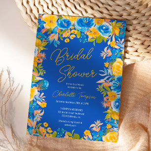 Invitation Fleurs sauvages du pays brillant script douche nup