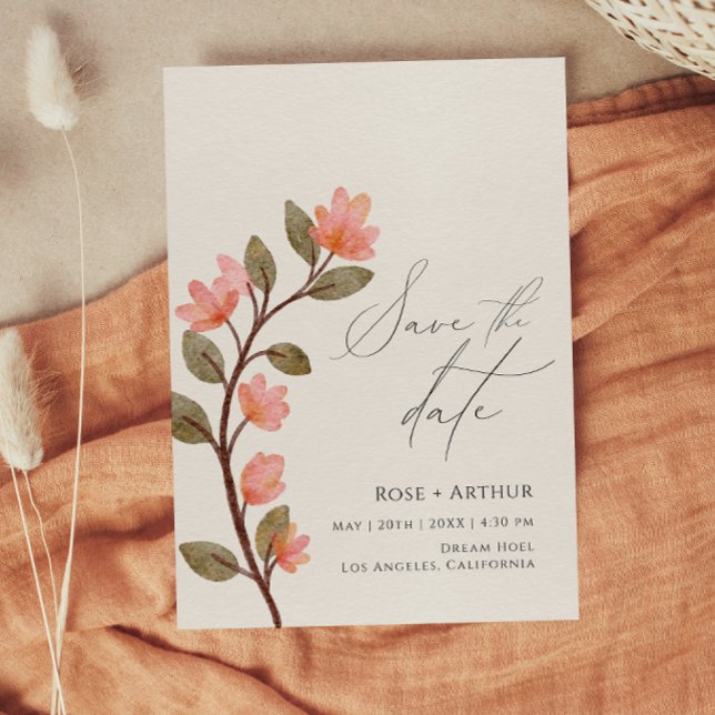 Invitation Fleurs Sauvages Écriture Faire Part de Date de Mar (Créateur téléchargé)