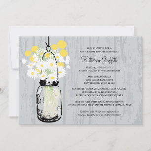 Invitation Fleurs sauvages en bois rustiques de pot de maçon