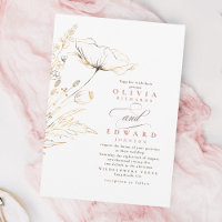 Fleurs Sauvages en Feuille d'Or Fausse Rose Poussi