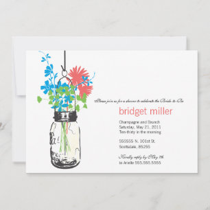 Invitation Fleurs sauvages et Fête des mariées Mason Jar