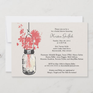 Invitation Fleurs sauvages et Fête des mariées Mason Jar