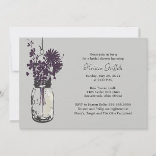 Invitation Fleurs sauvages et Fête des mariées Mason Jar