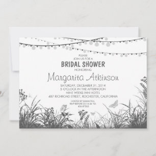 Invitation fleurs sauvages et lampes à cordes douche à nage