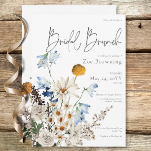 Invitation Fleurs sauvages et marguerites Rustique Bleu Brunc