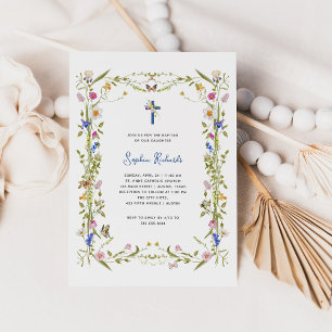 Invitation Fleurs sauvages et papillons Boho   Baptême