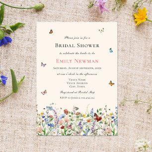 Invitation Fleurs sauvages et papillons de Bohême Fête des ma