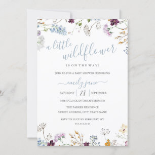 Invitation Fleurs sauvages Fleur Nature Bébé Bleu Shower 