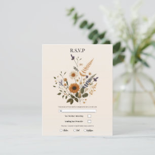 Invitation Fleurs Sauvages Floral Vintage Bohème Mariage RSVP