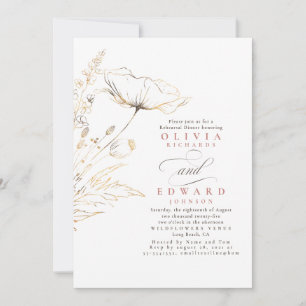 Invitation Fleurs sauvages Gold Foil Dîner de répétition rose