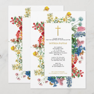 Invitation Fleurs sauvages Grec Orthodoxe Christening Baptême