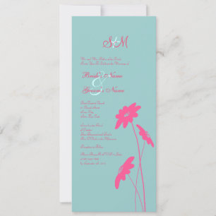 Invitation Fleurs sauvages roses et bleus