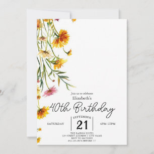Invitation Fleurs sauvages Vintages modifiables 40e anniversa