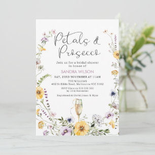Invitation Fleurs sauvages violets Pétales Poursuivre Fête de