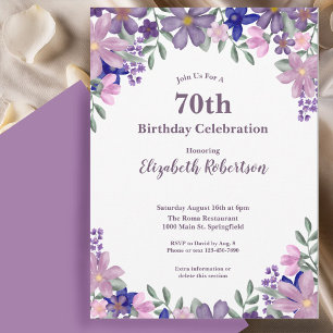 Invitation Fleurs sauvages violettes élégantes pour les 70 an