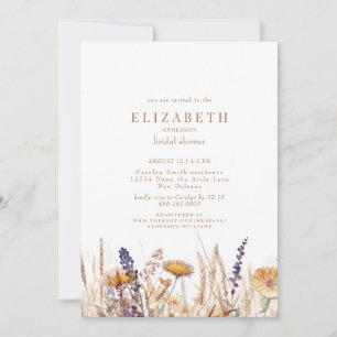Invitation Fleurs séchées à l'aquarelle Fête des mariées neut