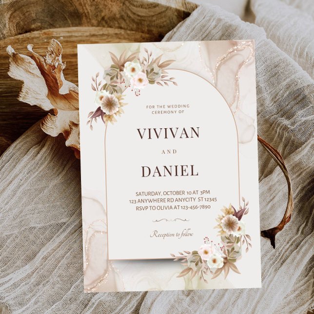 Invitation Fleurs séchées rustiques Fête des mariées (Créateur téléchargé)