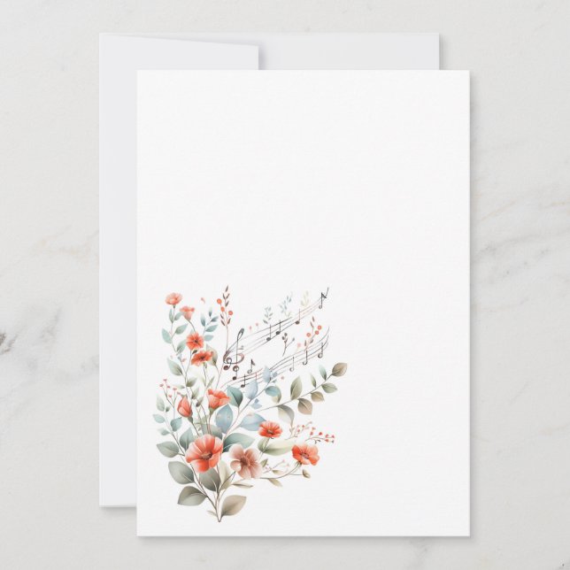 Invitation Fleurs simples et notes de musique Vierge  (Devant)