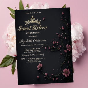 Invitation Fleurs Sombres Dark Gothic Sweet 16