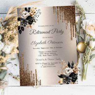 Invitation Fleurs Sombres Paillettes Gouttes Robe de Soirée F