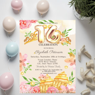 Invitation Fleurs Sucreries Diamants Sweet 16