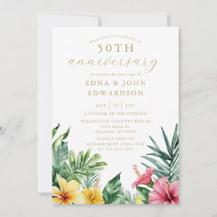 Invitation Fleurs tropicales 50e anniversaire de mariage