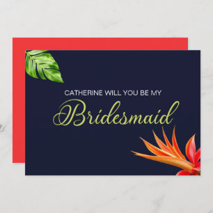 Invitation Fleurs tropicales Coeur Serez-vous ma mariée ?